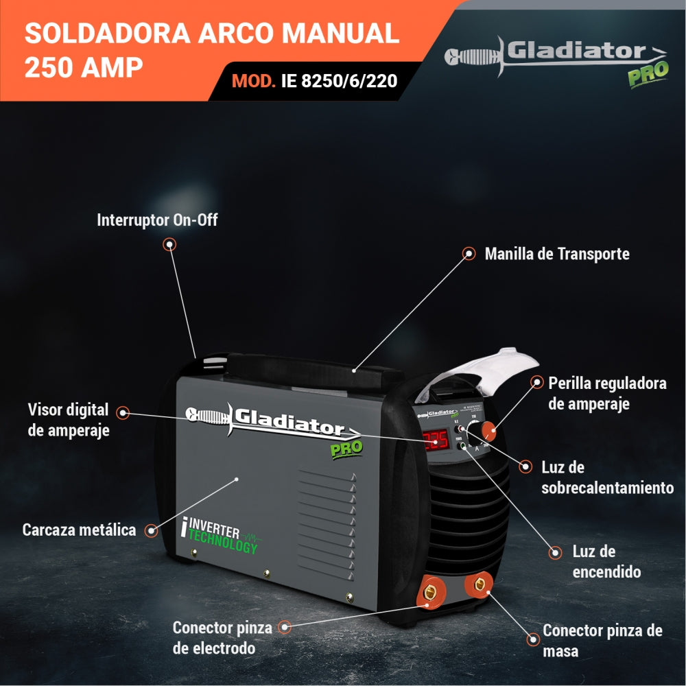 SOLDADORA INV ARCO MANUAL 250 amp IE 8250/6/220