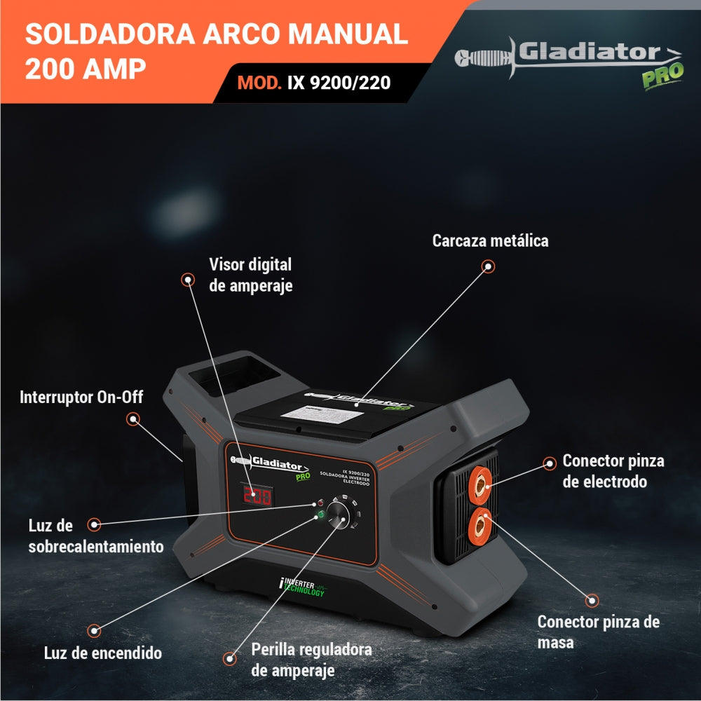 SOLDADORA INV ARCO MANUAL 200 amp IX 9200/220
